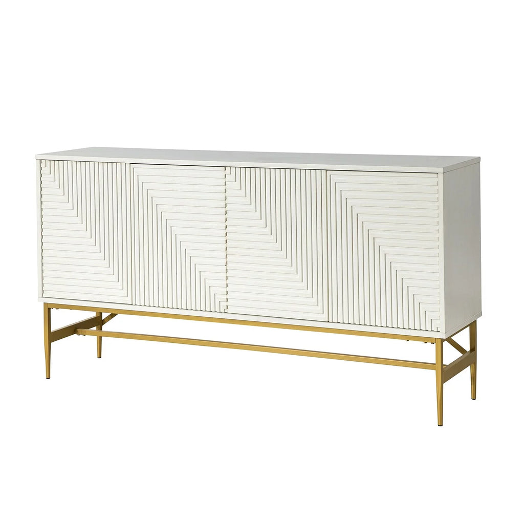 Walnut Kitchen Buffet Sideboard with Metal Legs J84242