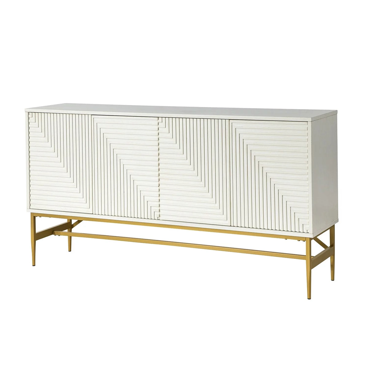 Walnut Kitchen Buffet Sideboard with Metal Legs J84242