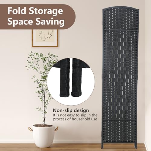 6FT Dark Brown Wooden Folding Room Divider H677554