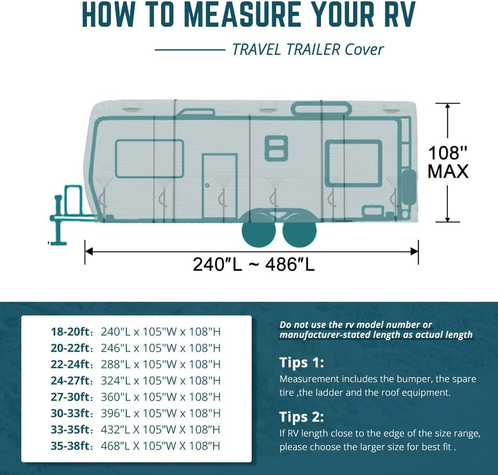 5 Layers Water-Proof Rip-Stop RV Cover Fits 24-27ft T32896