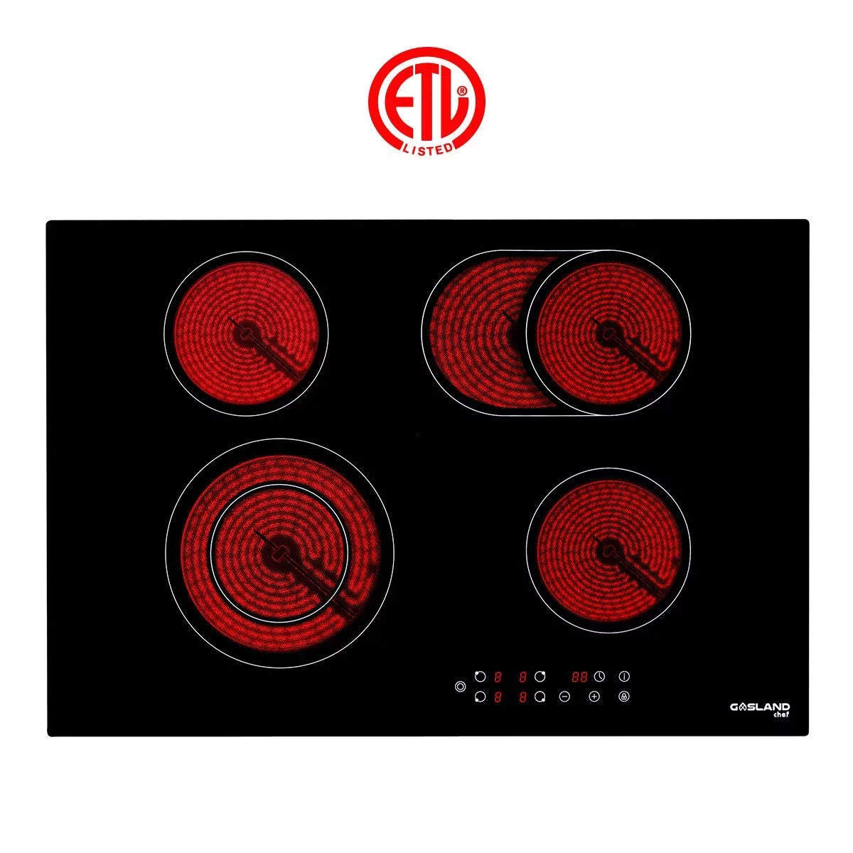 30 Built-in Electric Cooktop, 4 Burners Ceramic Glass E69797