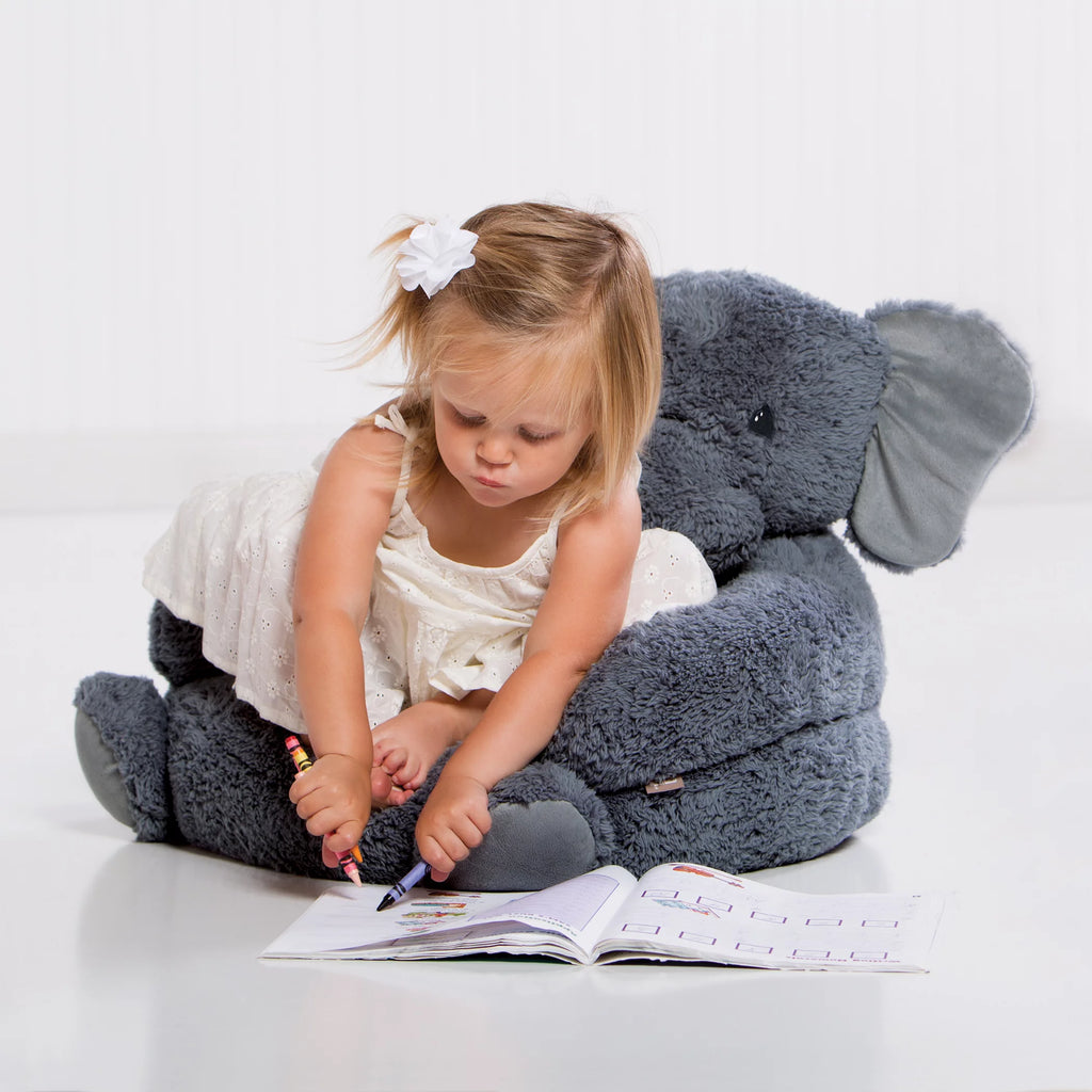 Plush Gray Elephant Toddler Chair M2051