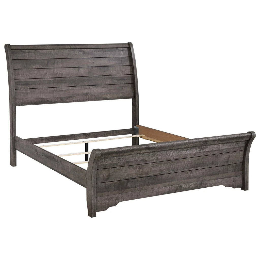 6pc Queen Size Bed Dresser Mirror Chest Nightstand Set Wooden Furniture Gray S18405