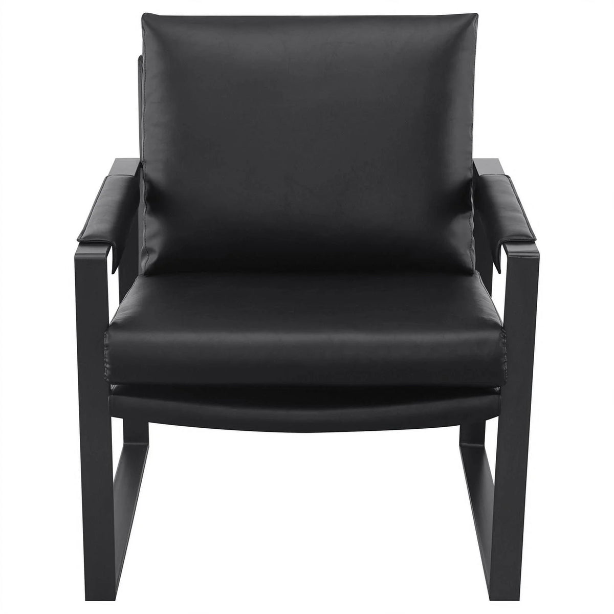 Black Faux Leather Accent Chair with Track Arms L58915