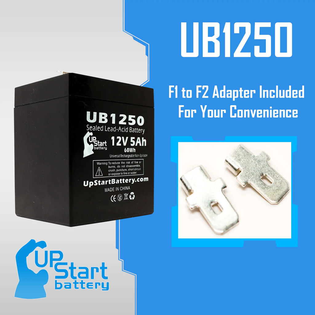 12V 5Ah Sealed Lead Acid Battery with F1 to F2 Terminal Adapters I1368