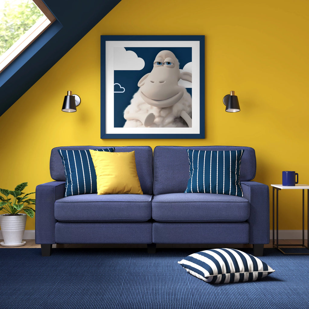 Navy Blue Fabric Sofa X431