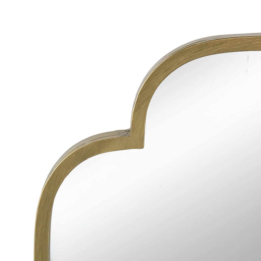 Gold Curved Notched Edges Wall Mirror with Ring - 36" A523499