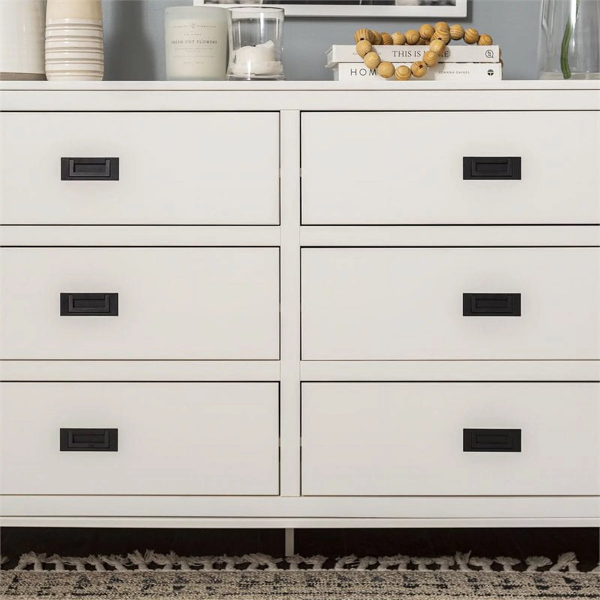 White 6-Drawer Solid Wood Dresser B8897