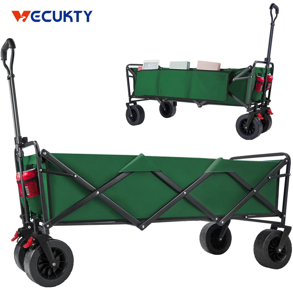 Collapsible Garden Cart Folding Wagon with Wheels Black T7128