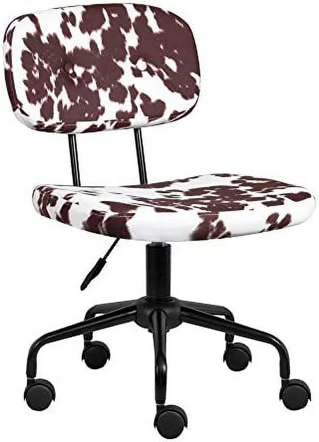 Plush Fabric Cow Print Swivel Office Chair A161430