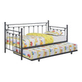 83 Inch Modern Daybed with Pull Out Trundle Black Steel Metal Frame N578
