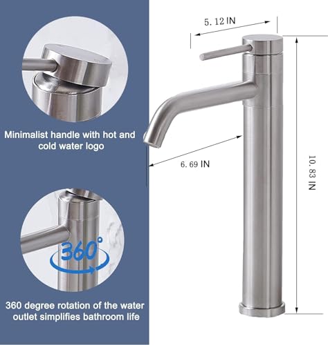 Brushed Nickel Single Hole Vessel Sink Faucet X800948