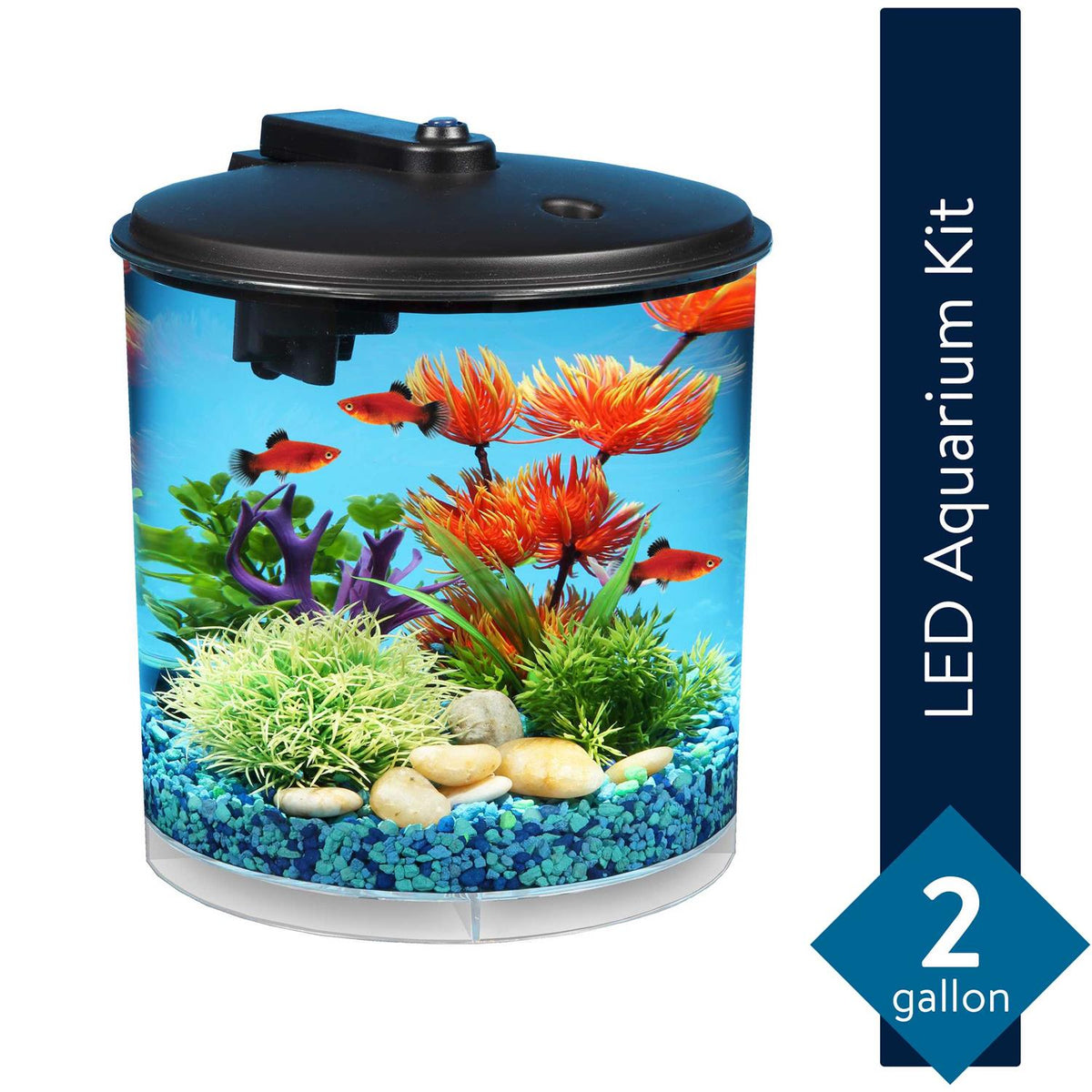2-Gallon Plastic 360 Aquarium with Power Filter & LED Lighting H194710