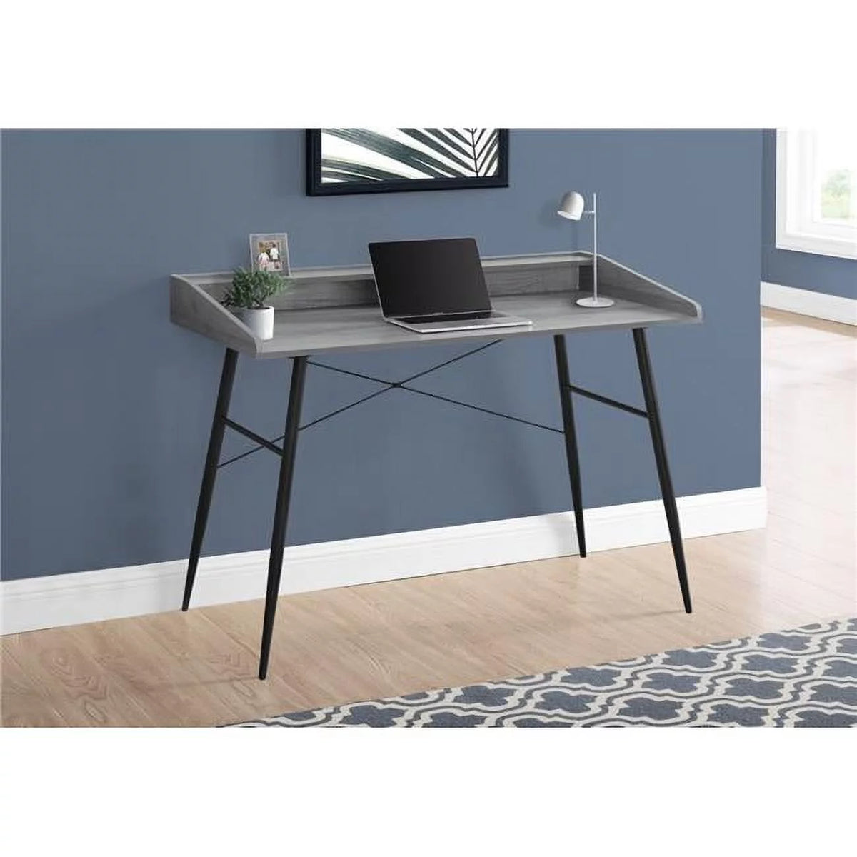 48 in. Grey Black Metal Computer Desk W736411