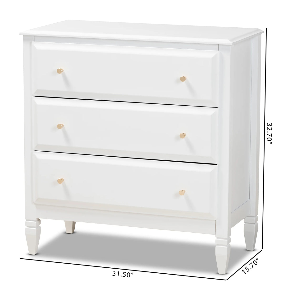 White 3-Drawer Wood Bedroom Chest G7573