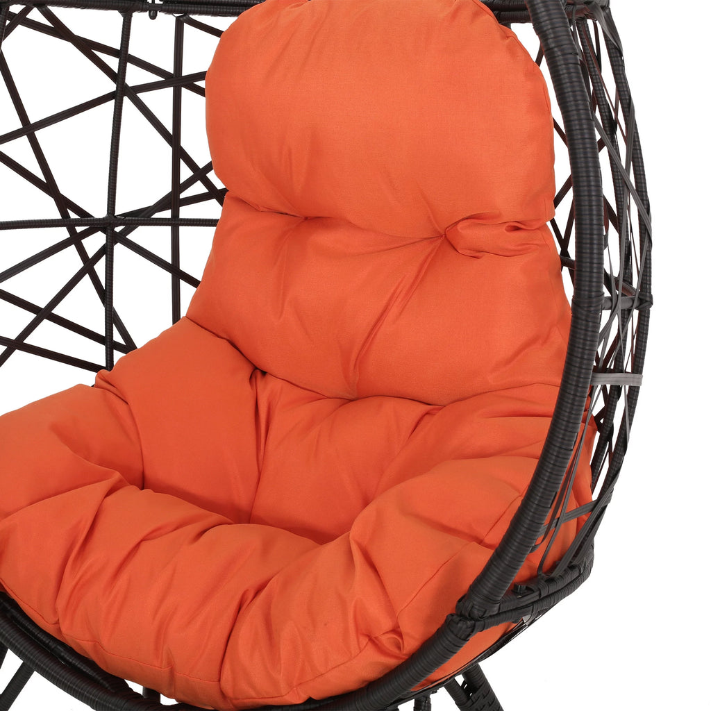 Indoor Wicker Teardrop Chair with Cushion W99464