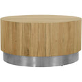 Round Modern Wood Coffee Table with Metal Base V25368