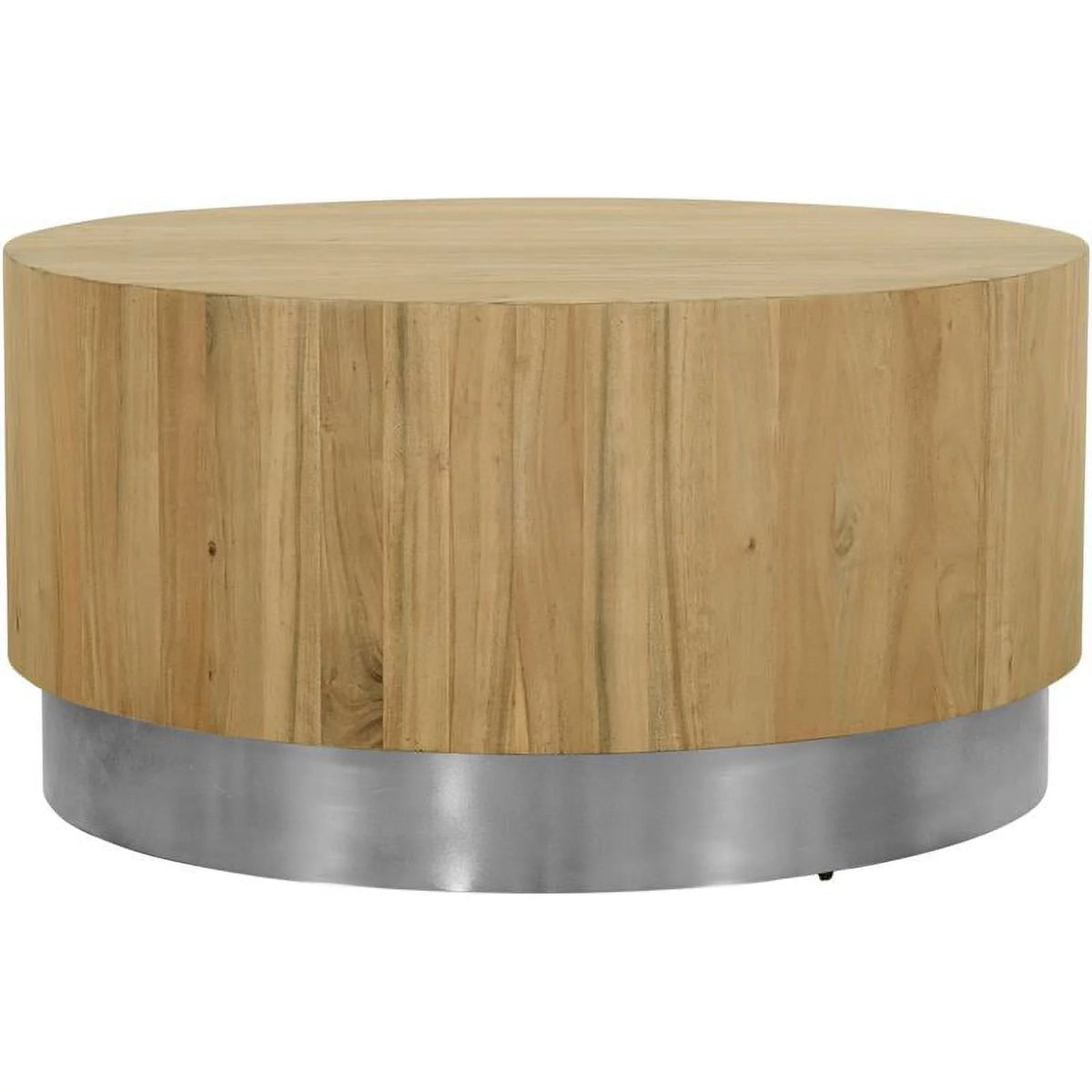 Round Modern Wood Coffee Table with Metal Base V25368
