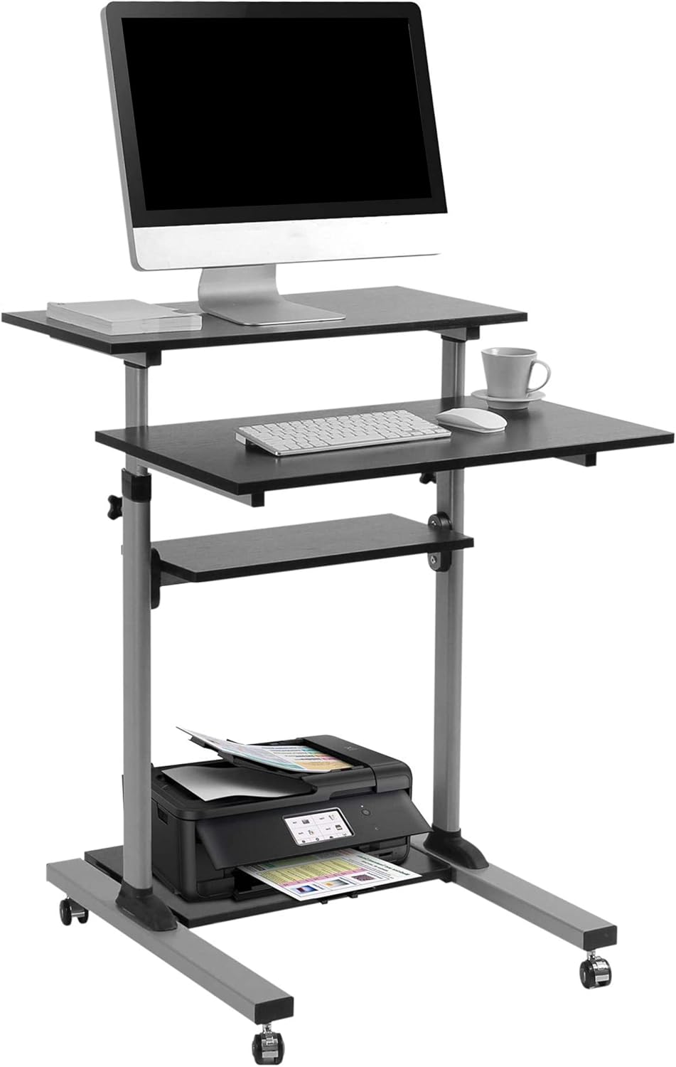 Rolling Desk for Laptop, Adjustable Height, Black D460