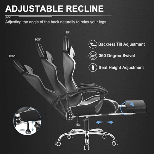 Gaming Chair with Footrest and Lumbar Support L446719