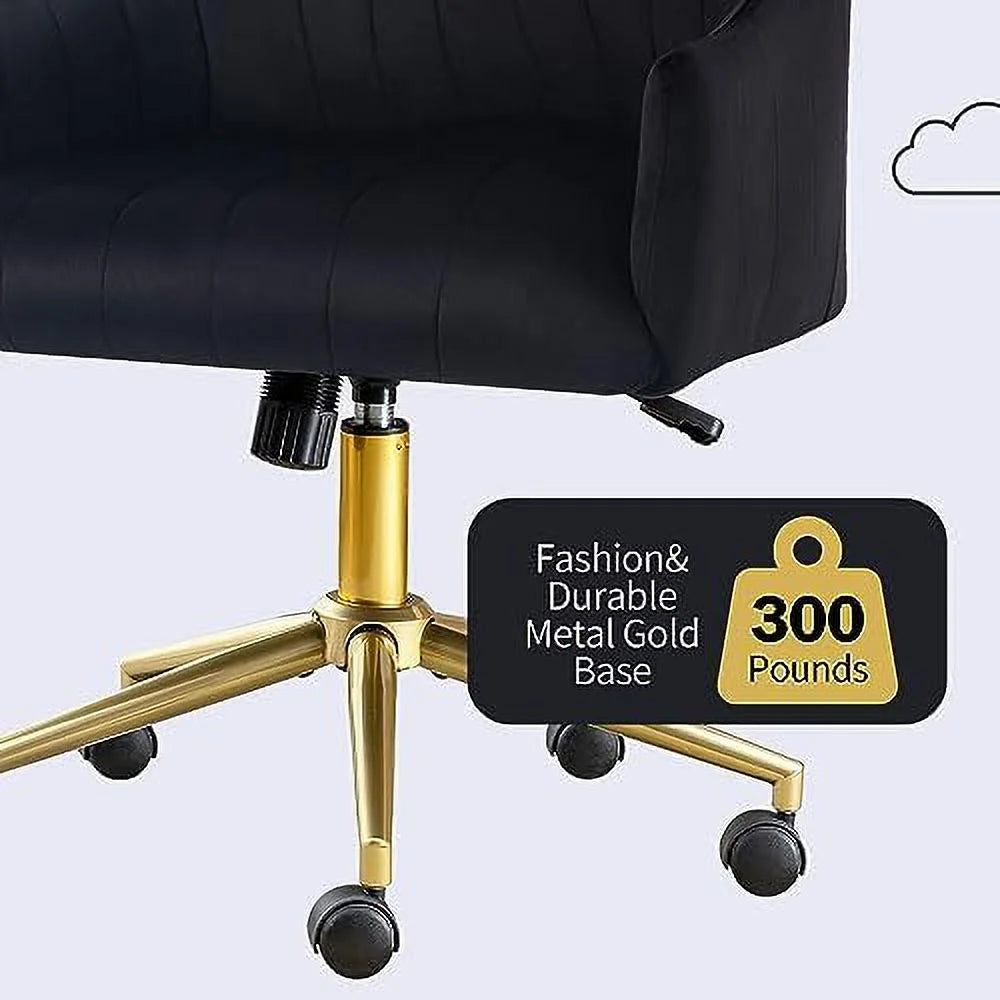Velvet Tufted Desk Chair with Gold Base B882296