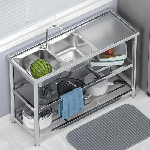 Single Bowl Stainless Steel Free Standing Kitchen Sink A85048
