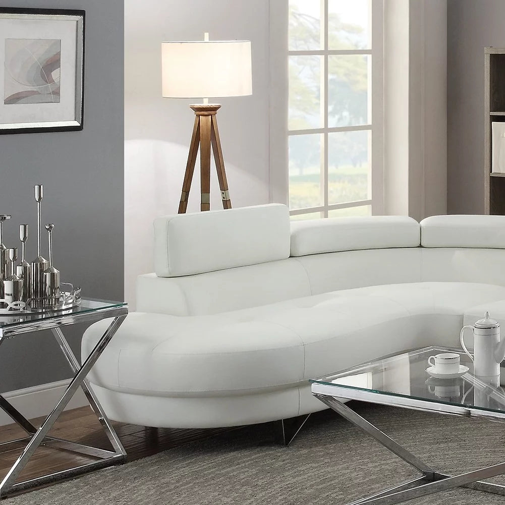 White Faux Leather Sectional Sofa O7362