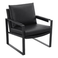 Black Faux Leather Accent Chair with Track Arms L58915