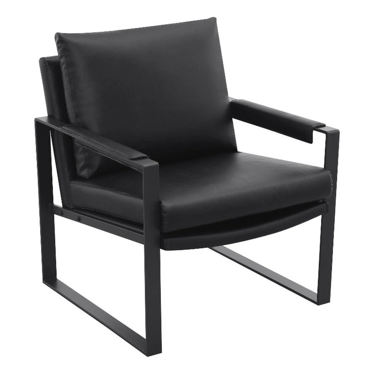Black Faux Leather Accent Chair with Track Arms L58915