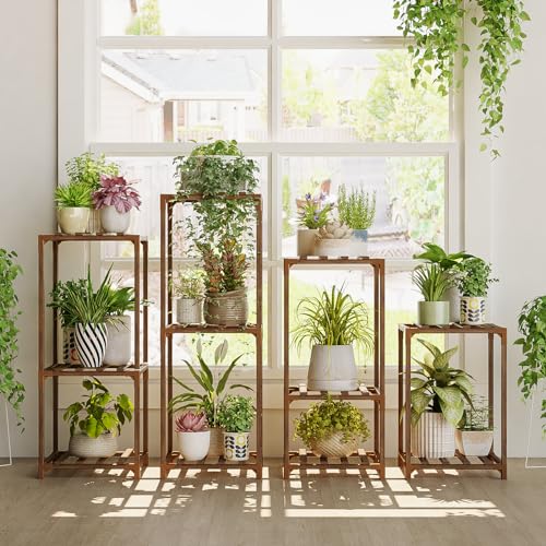 4 Sets Wooden Plant Stands K6650