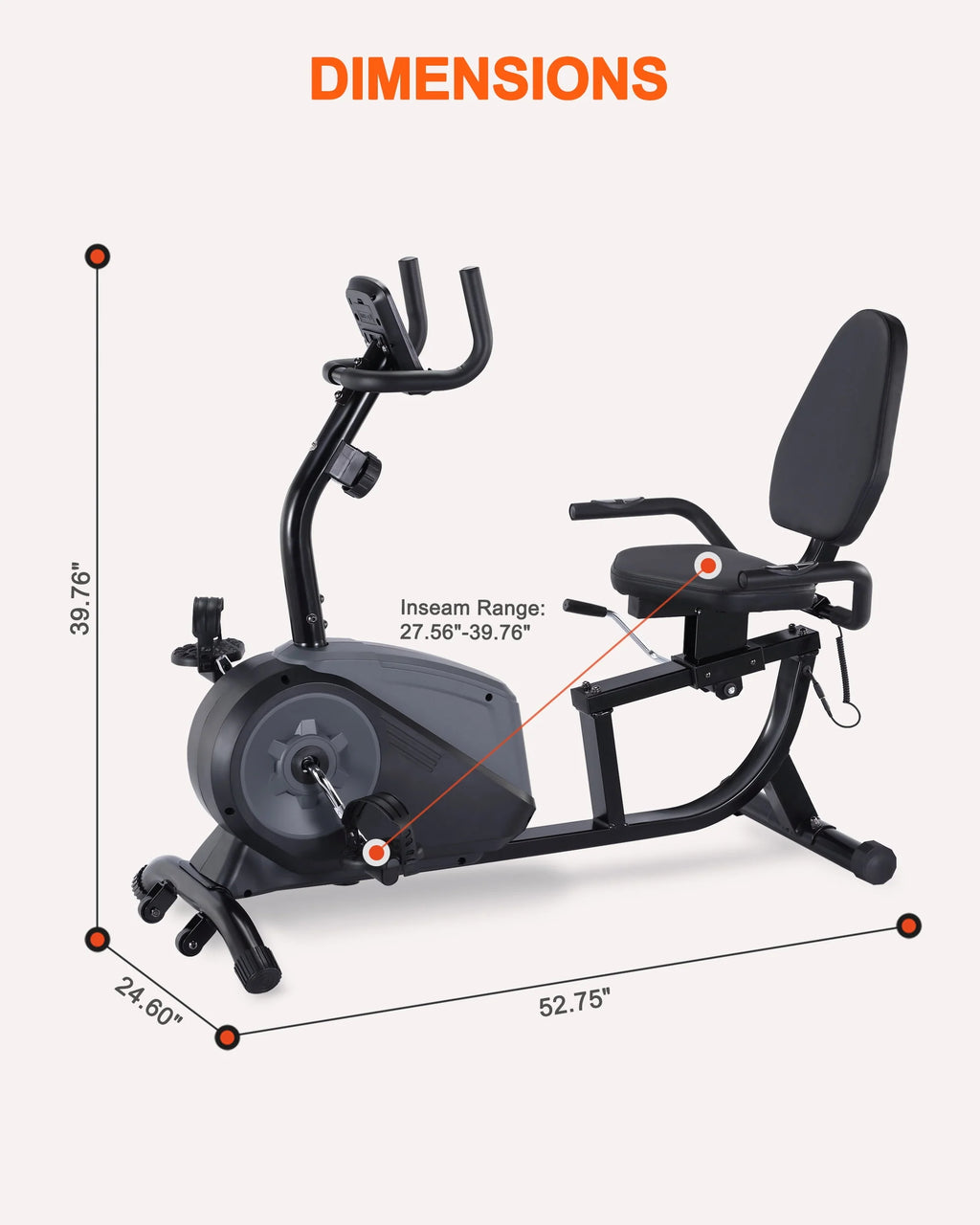Recumbent Exercise Bike with 16 Levels Resistance 350 lb Weight Capacity Y764169
