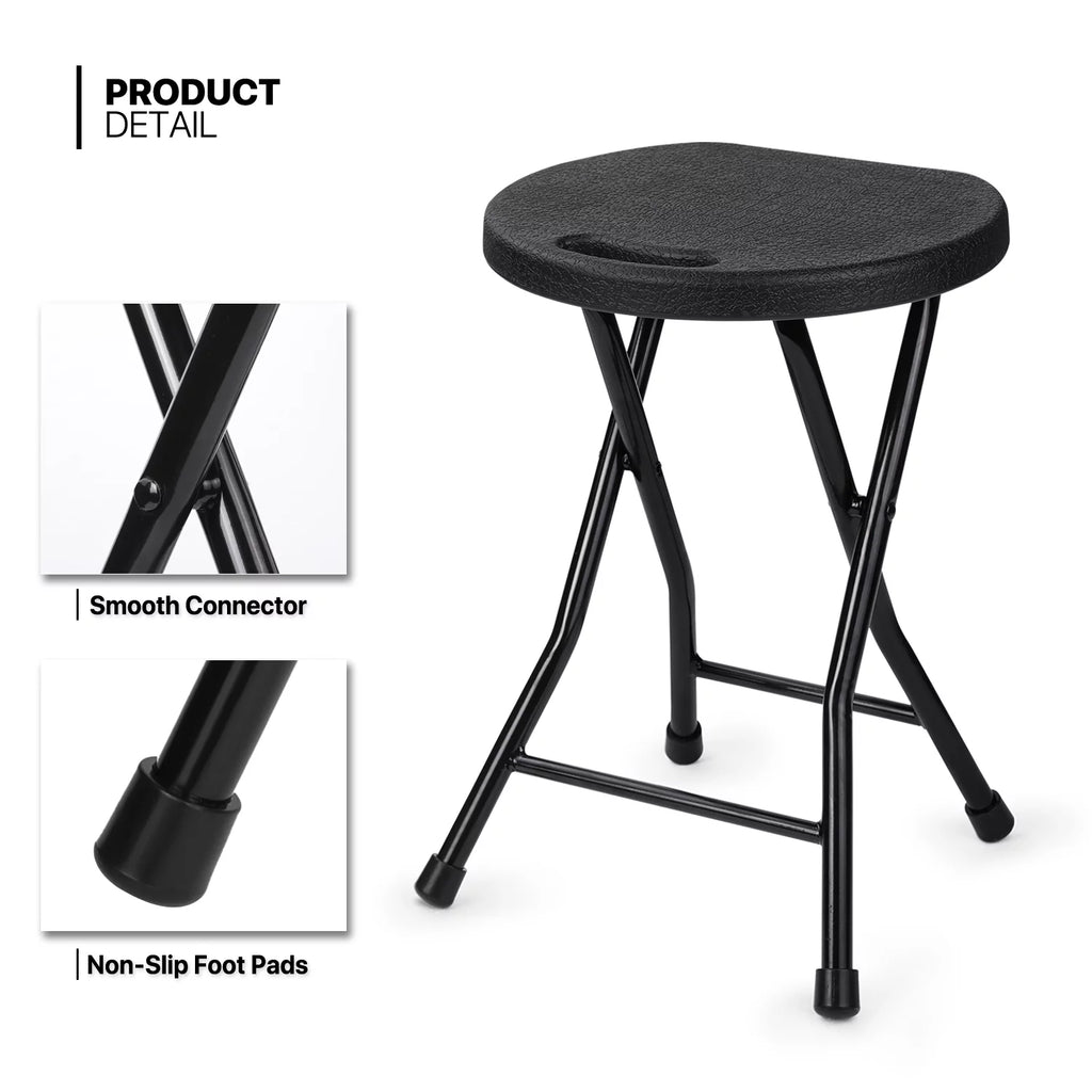 7 Pieces 2.6 FT Folding Round Black Table and Chair Set E566