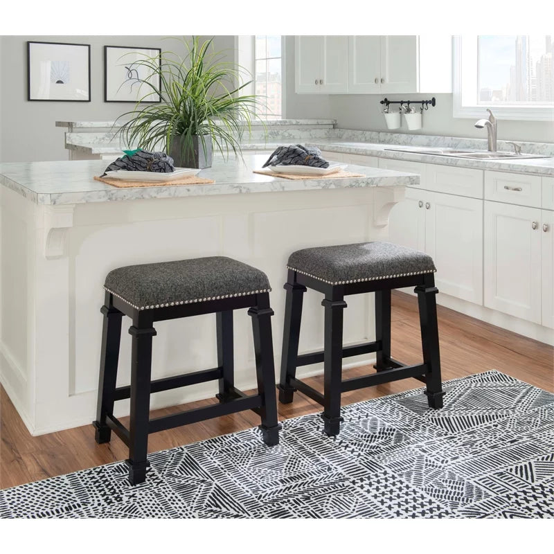 25" Black Wood Backless Counter Stool Y581