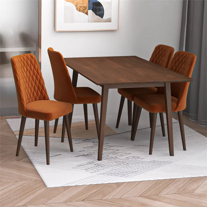 Solid Wood Walnut Dining Table and 4 Chair Set L277229