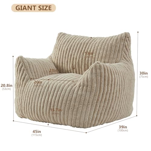 Fuzzy Bean Bag Chair with Armrests E204