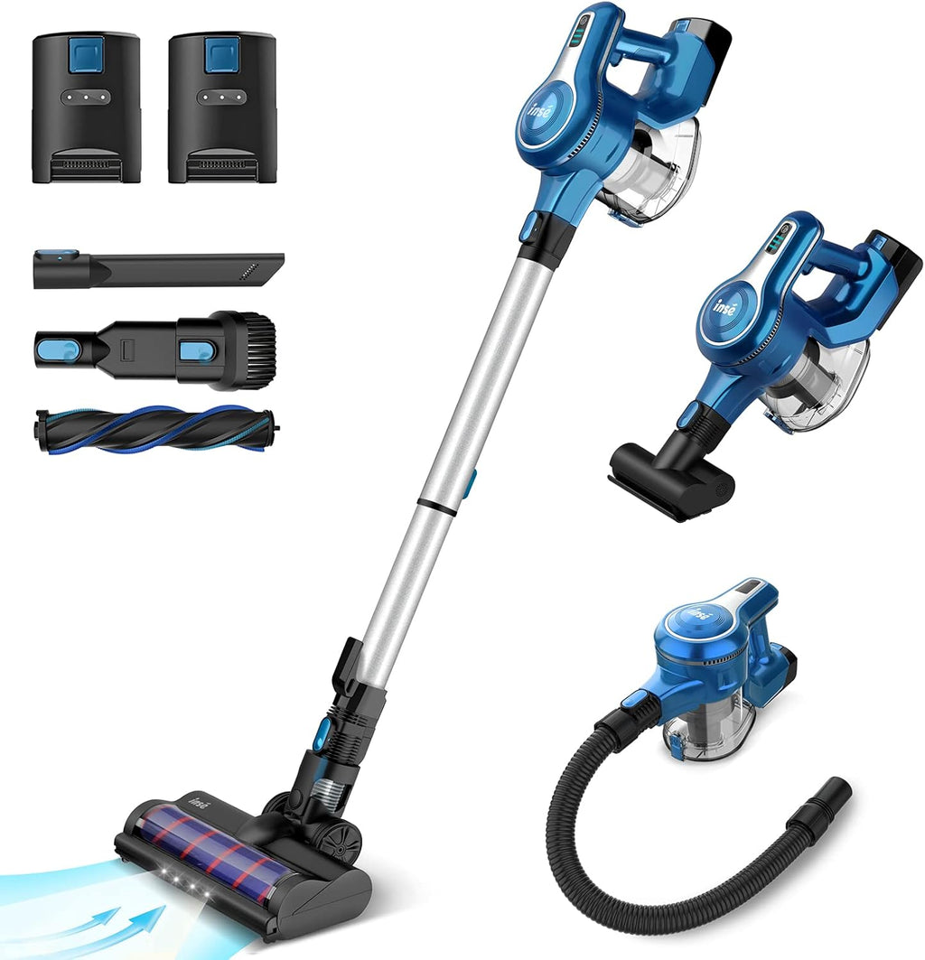 Cordless Stick Vacuum with 2 Batteries, Blue D52922