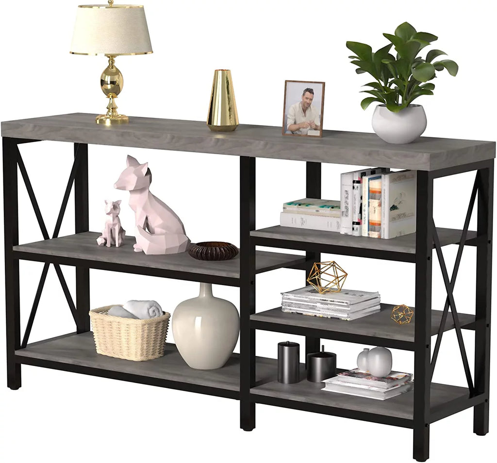 40"L Gray Wash Storage Console Table B17777
