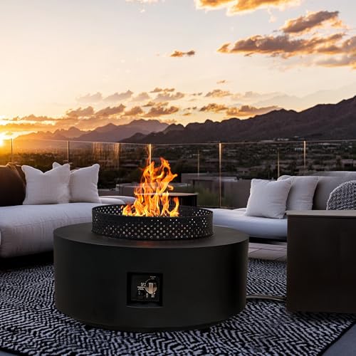 32 Inch 3-Piece Propane Fire Pit Table 65,000 BTU with Tank Side Table and Baking Sheet P1730