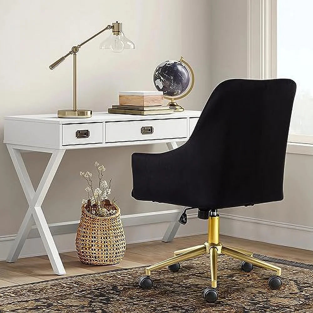 Velvet Tufted Desk Chair with Gold Base B882296