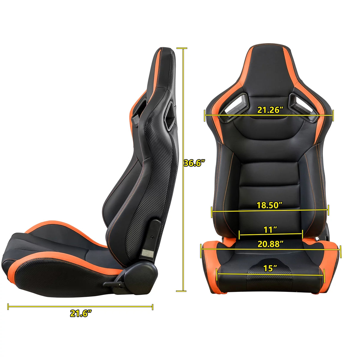 2PCS PVC Leather Racing Seats with Sliders C201779