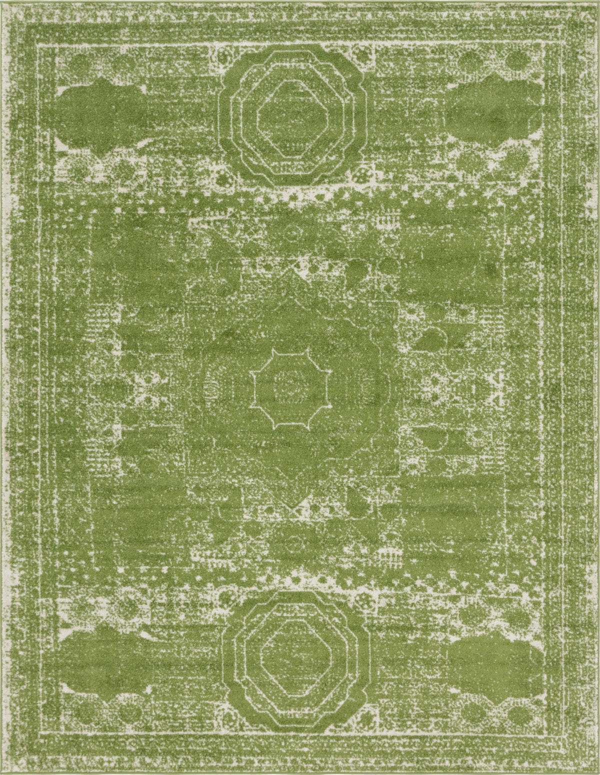 Green Ivory 7' 10 x 10' Rectangle Border Rug N322757