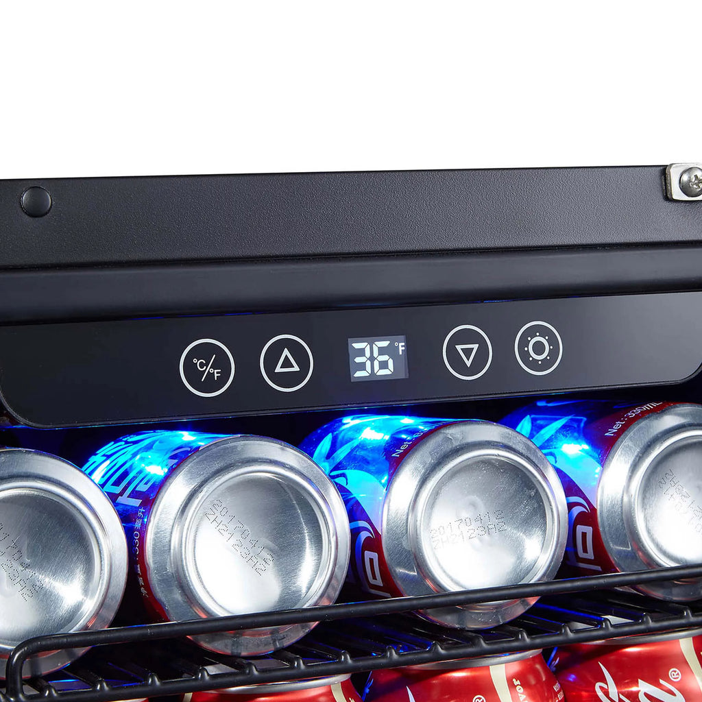 15” 96 Can Beverage Fridge Black Stainless Steel B342518