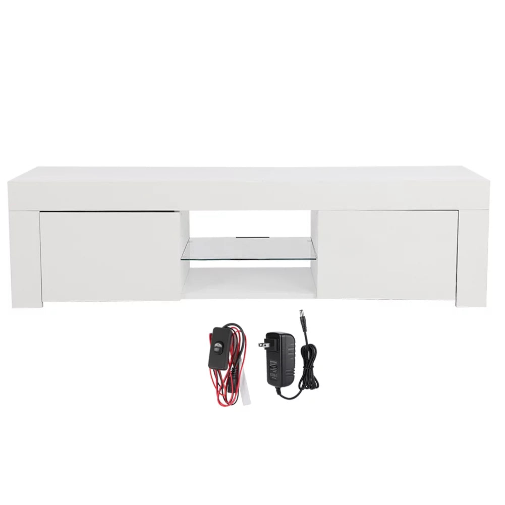 White TV Stand with LED V8330