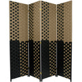 6 ft. Tall 4 Panel Woven Fiber Room Divider D798296