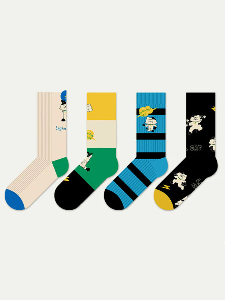 Cute Cartoon Kitty Mid-Calf Socks H992