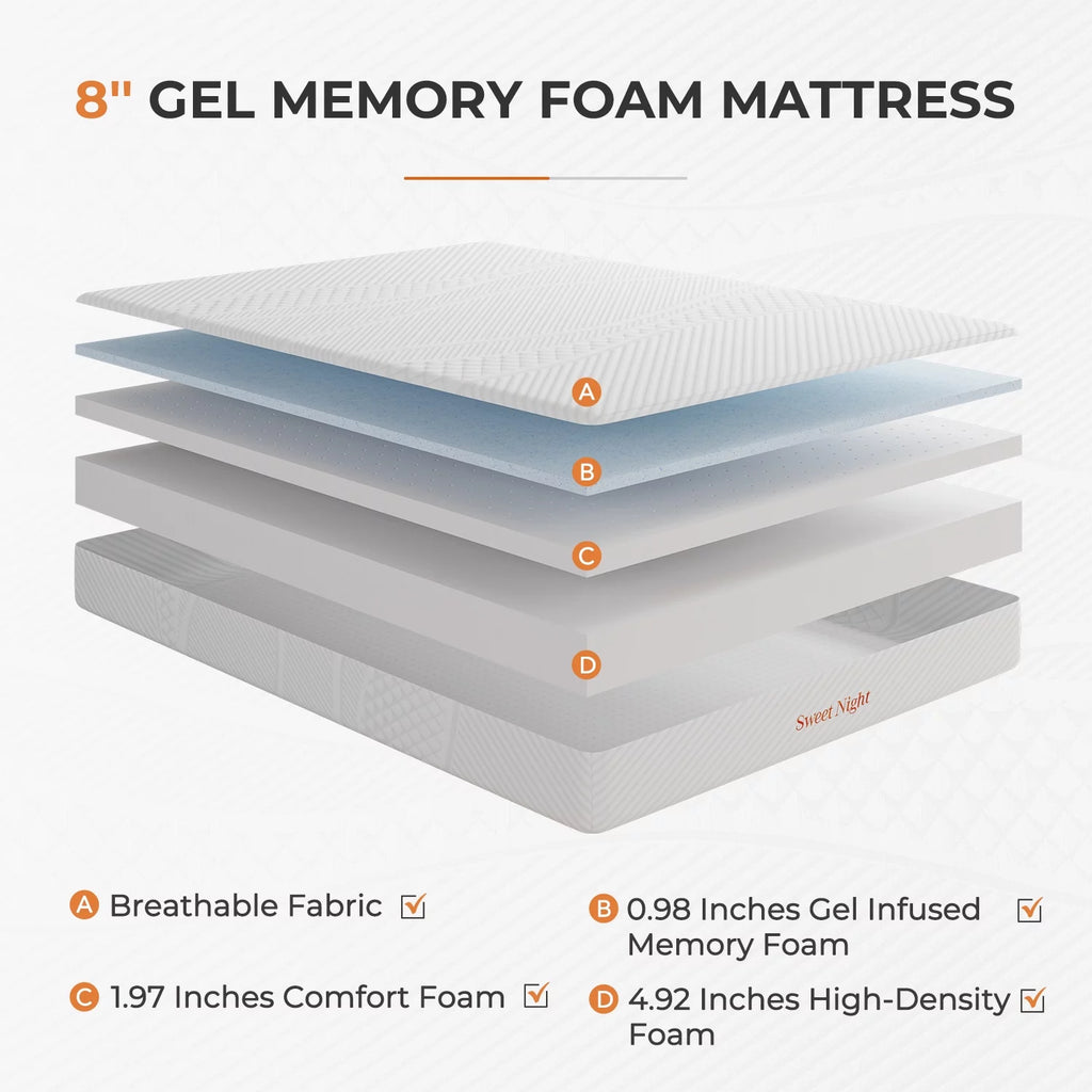 8'' Gel Memory Foam Queen Size Mattress P970