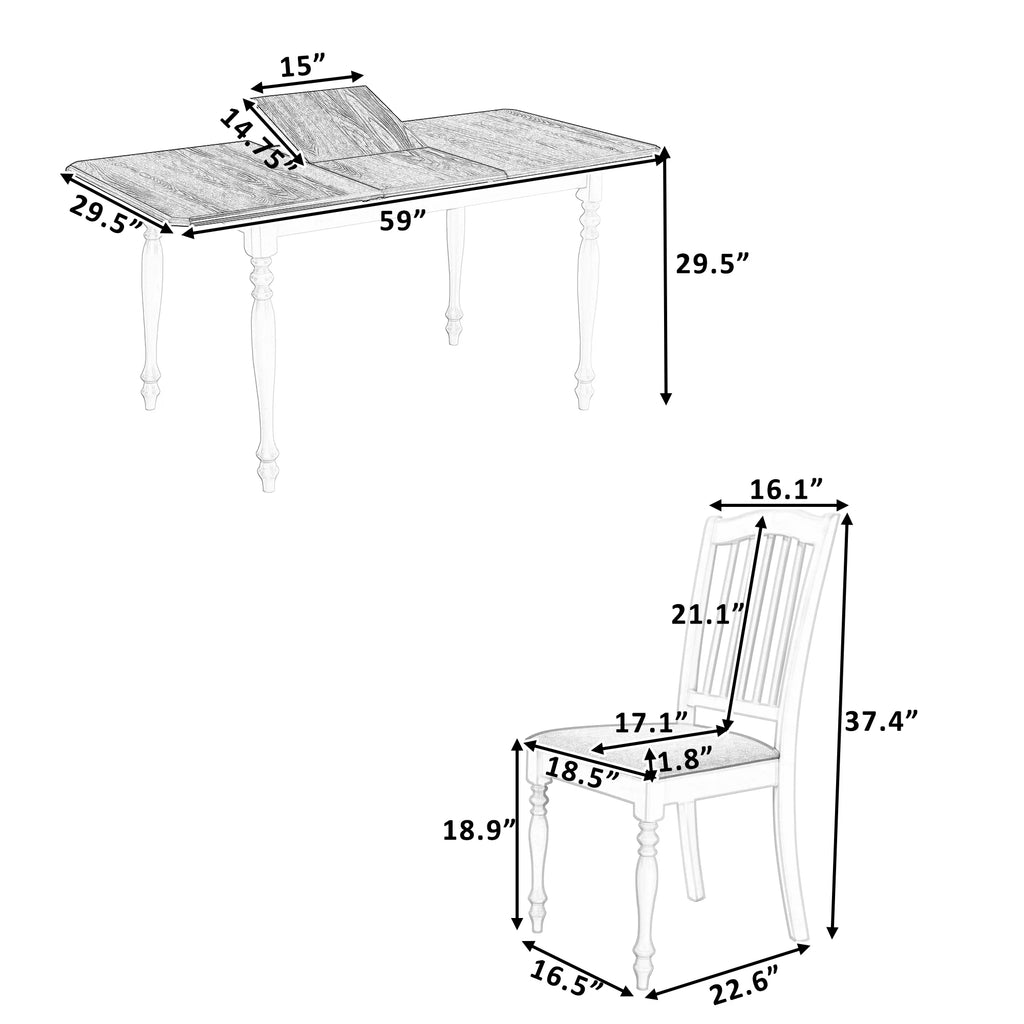 Extendable Dining Table Set with Butterfly Leaf and Upholstered Chairs R7916