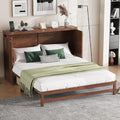 Solid Pine Queen Size Murphy Cabinet Wall Bed with Storage Drawers T355