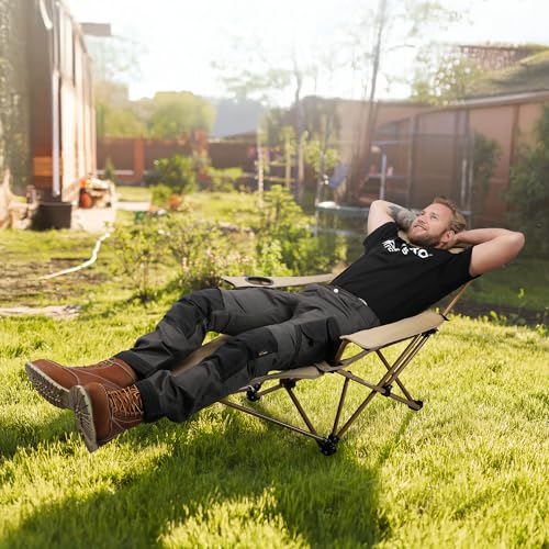 Beige Reclining Camping Lounge Chair with Footrest Y7796