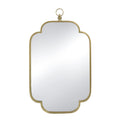 Gold Curved Notched Edges Wall Mirror with Ring - 36" A523499